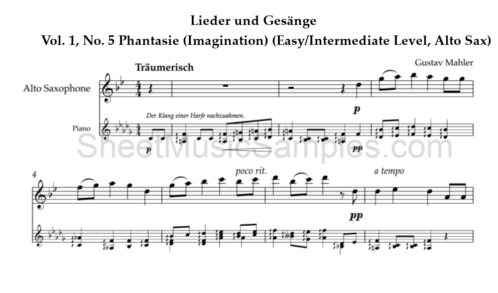 Lieder und Gesänge - Vol. 1, No. 5 Phantasie (Imagination) (Easy/Intermediate Level, Alto Sax)