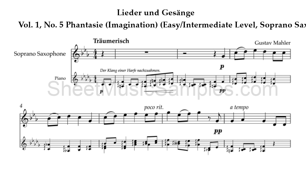 Lieder und Gesänge - Vol. 1, No. 5 Phantasie (Imagination) (Easy/Intermediate Level, Soprano Sax)