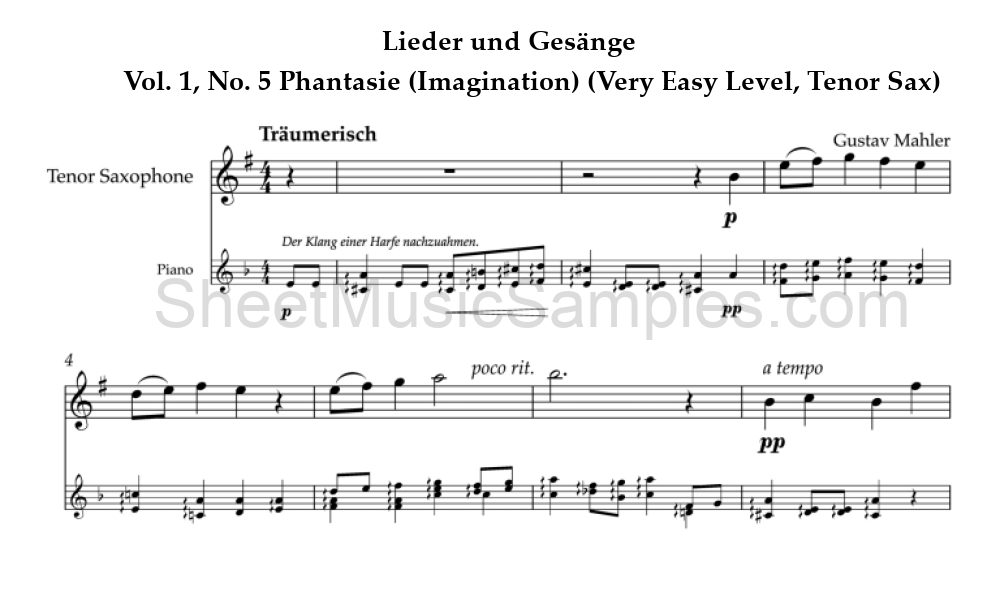 Lieder und Gesänge - Vol. 1, No. 5 Phantasie (Imagination) (Very Easy Level, Tenor Sax)