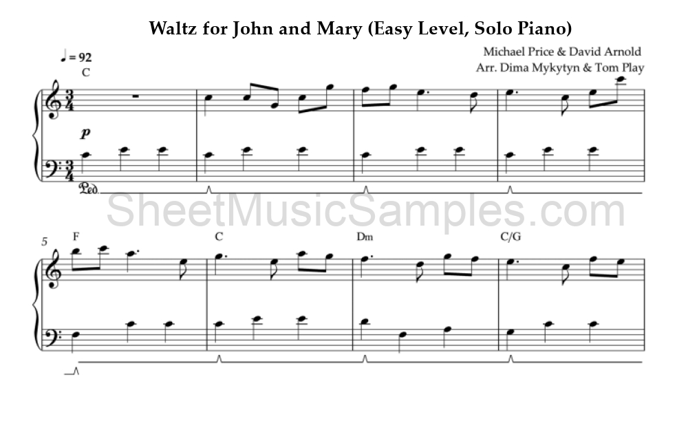 Waltz for John and Mary (Easy Level, Solo Piano)