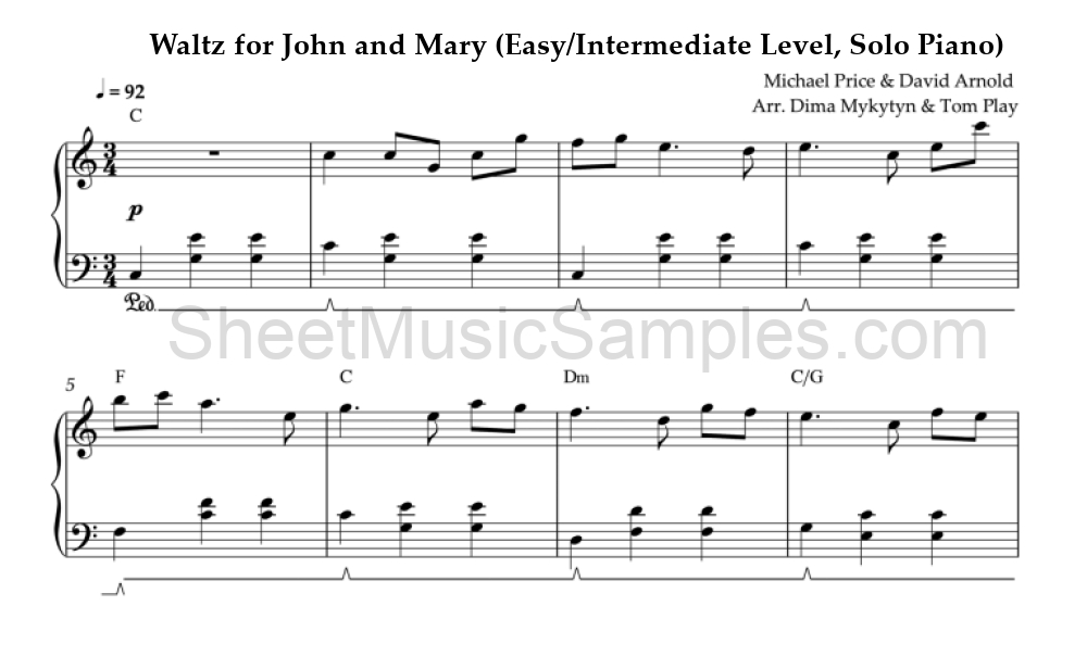 Waltz for John and Mary (Easy/Intermediate Level, Solo Piano)