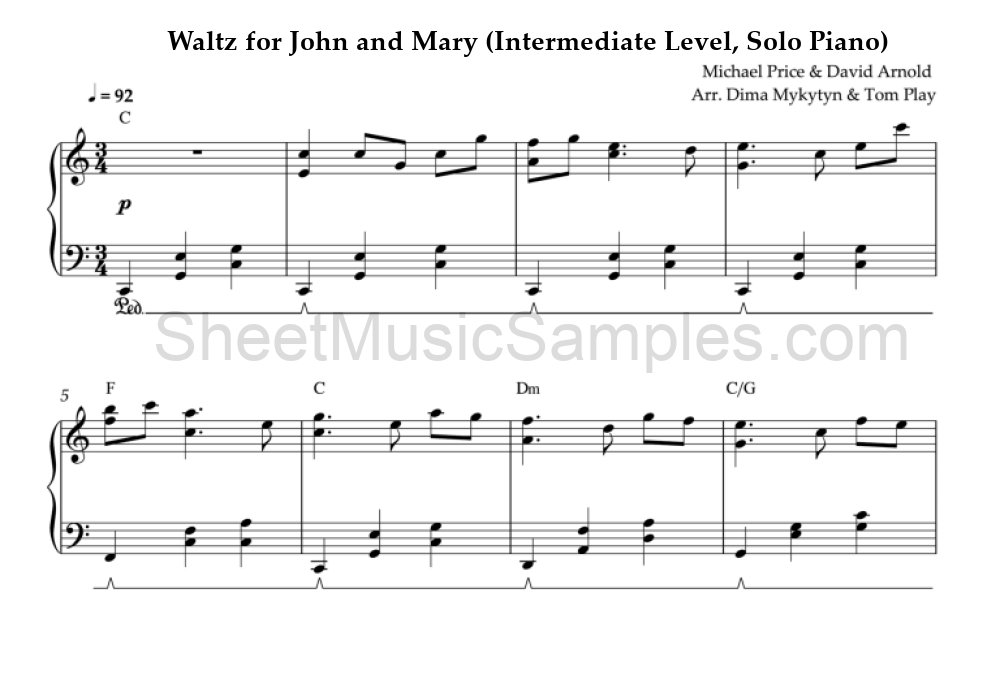 Waltz for John and Mary (Intermediate Level, Solo Piano)