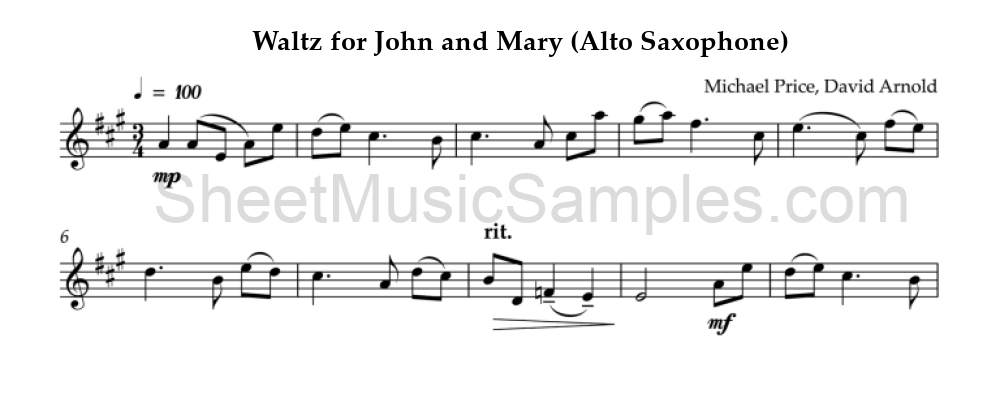 Waltz for John and Mary (Alto Saxophone)