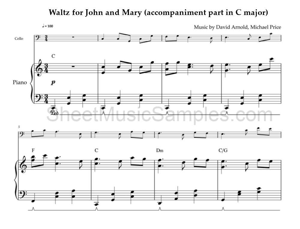 Waltz for John and Mary (accompaniment part in C major)