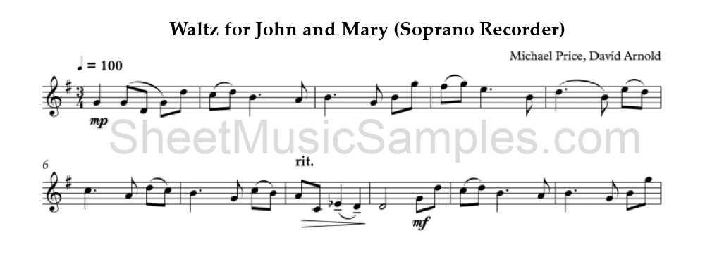 Waltz for John and Mary (Soprano Recorder)