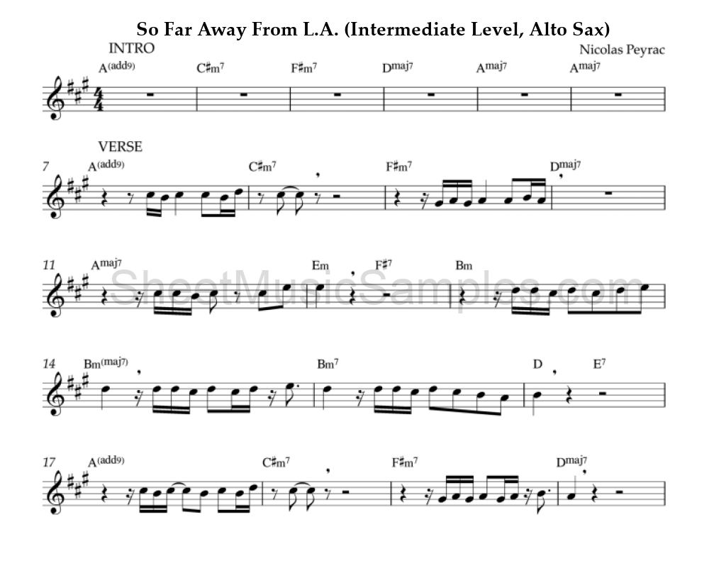 So Far Away From L.A. (Intermediate Level, Alto Sax)