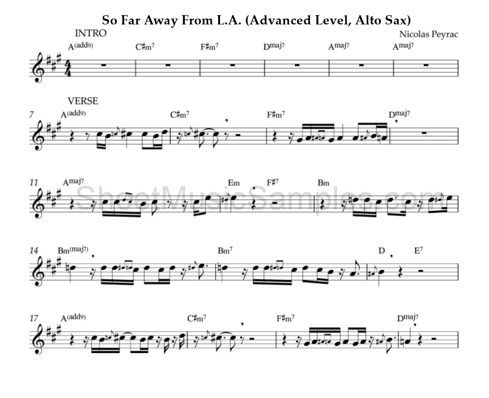 So Far Away From L.A. (Advanced Level, Alto Sax)