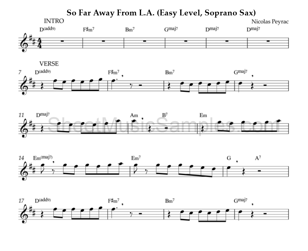 So Far Away From L.A. (Easy Level, Soprano Sax)