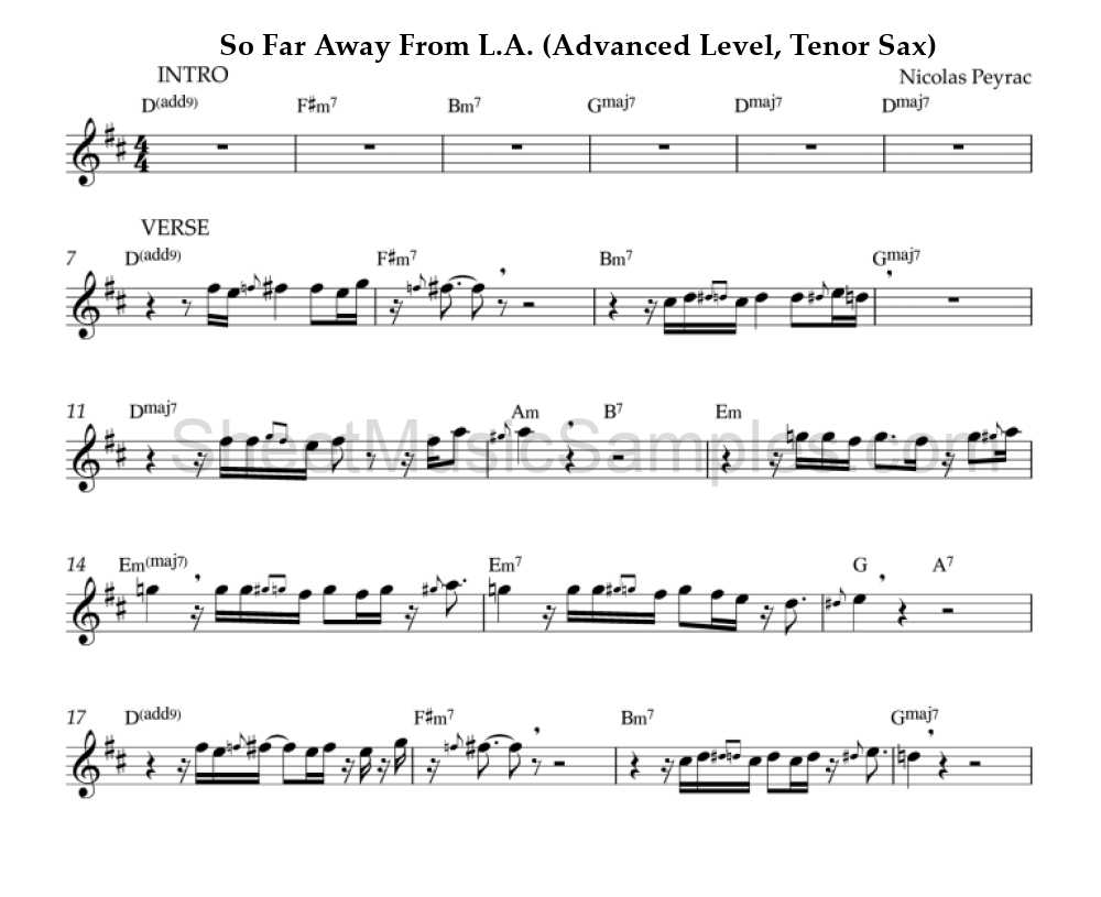 So Far Away From L.A. (Advanced Level, Tenor Sax)