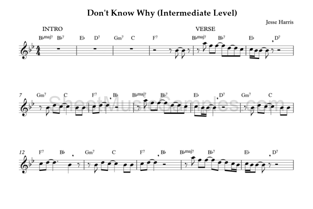 Don't Know Why (Intermediate Level)