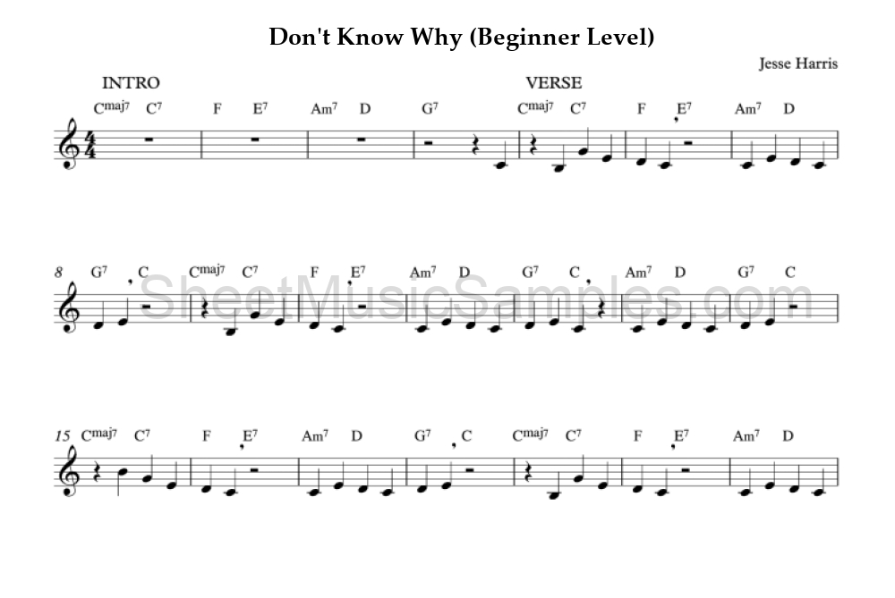 Don't Know Why (Beginner Level)