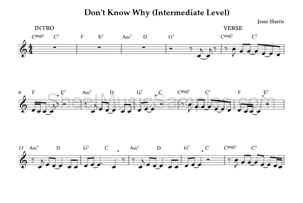 Don't Know Why (Intermediate Level)