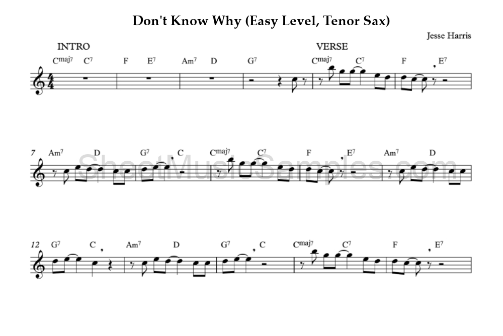 Don't Know Why (Easy Level, Tenor Sax)