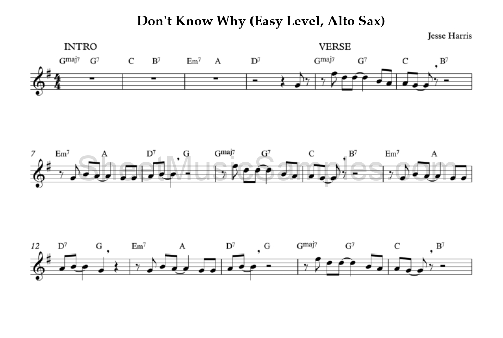 Don't Know Why (Easy Level, Alto Sax)