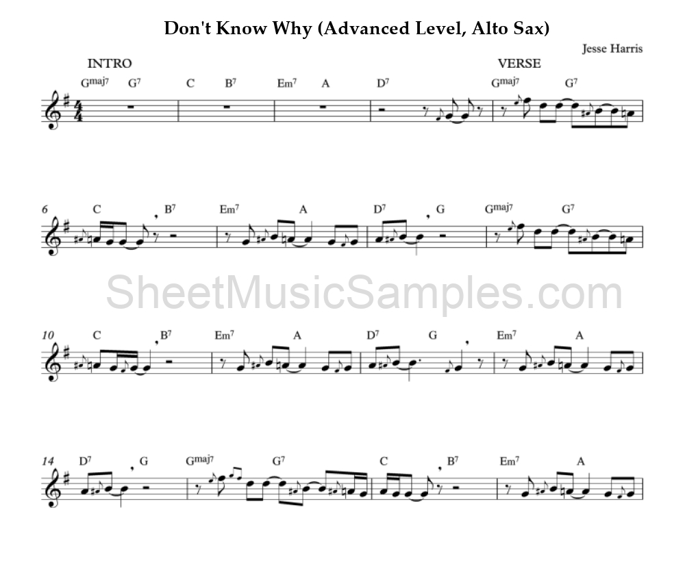 Don't Know Why (Advanced Level, Alto Sax)