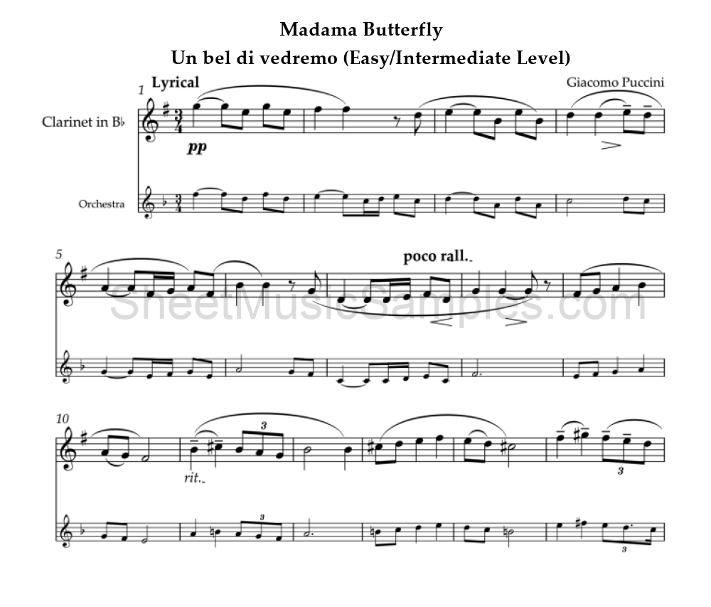 Madama Butterfly - Un bel di vedremo (Easy/Intermediate Level)