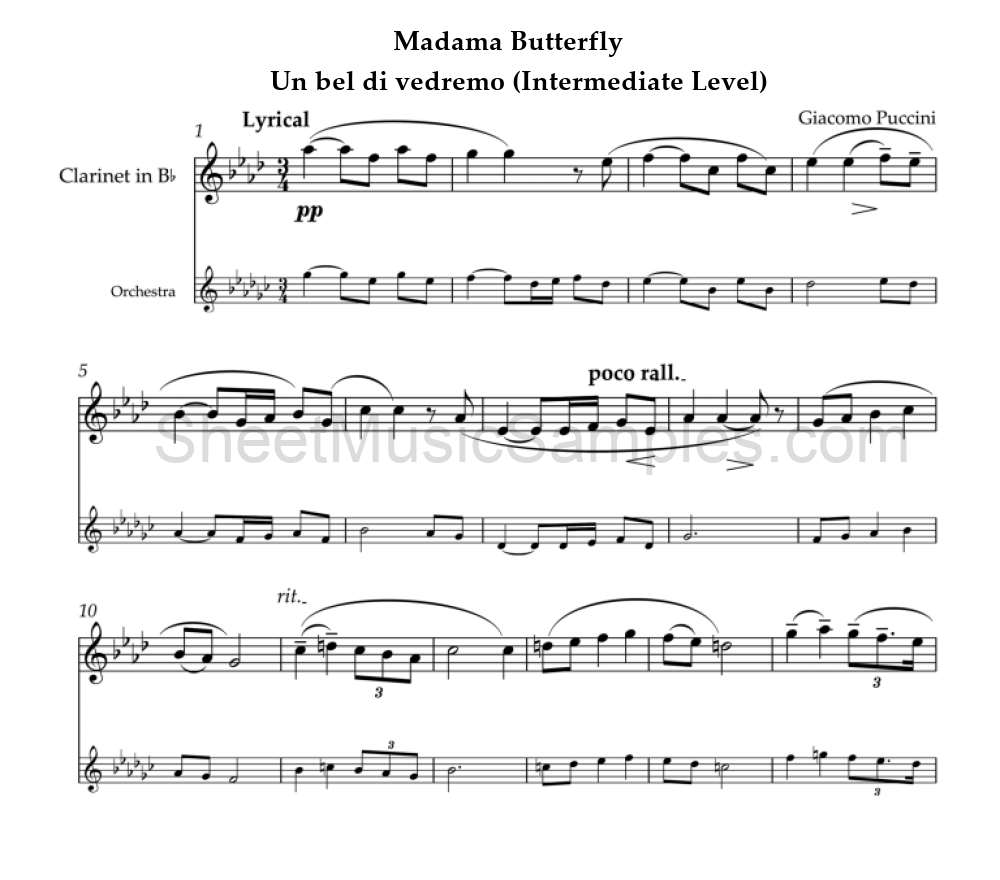 Madama Butterfly - Un bel di vedremo (Intermediate Level)