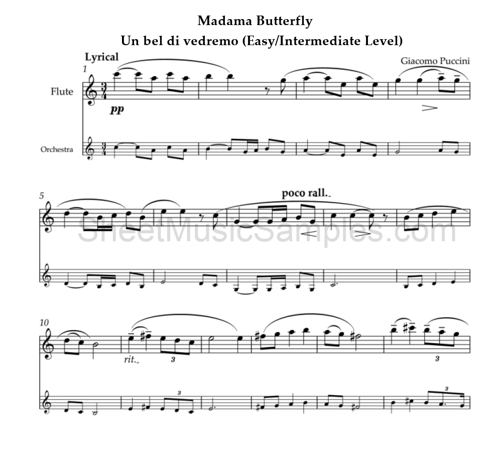 Madama Butterfly - Un bel di vedremo (Easy/Intermediate Level)