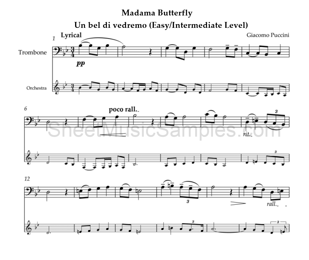 Madama Butterfly - Un bel di vedremo (Easy/Intermediate Level)