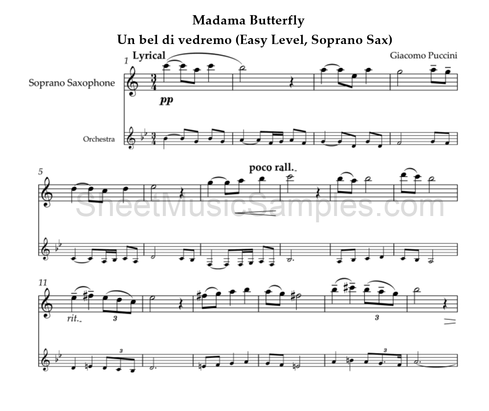 Madama Butterfly - Un bel di vedremo (Easy Level, Soprano Sax)