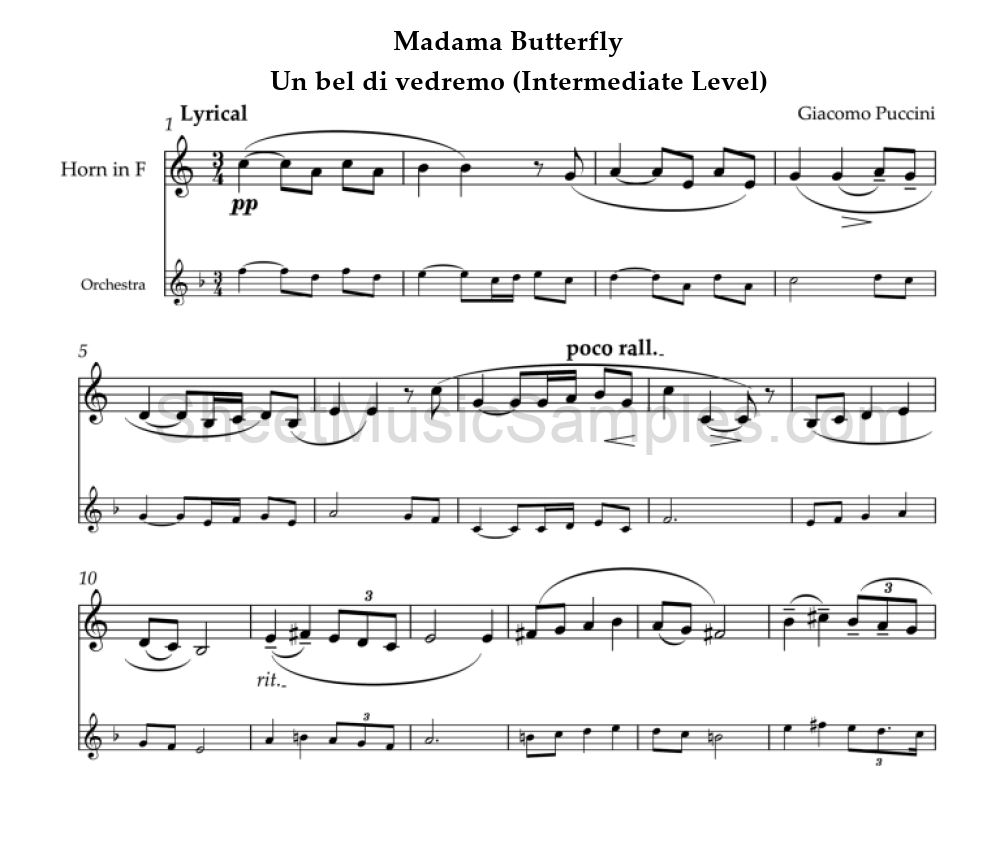 Madama Butterfly - Un bel di vedremo (Intermediate Level)