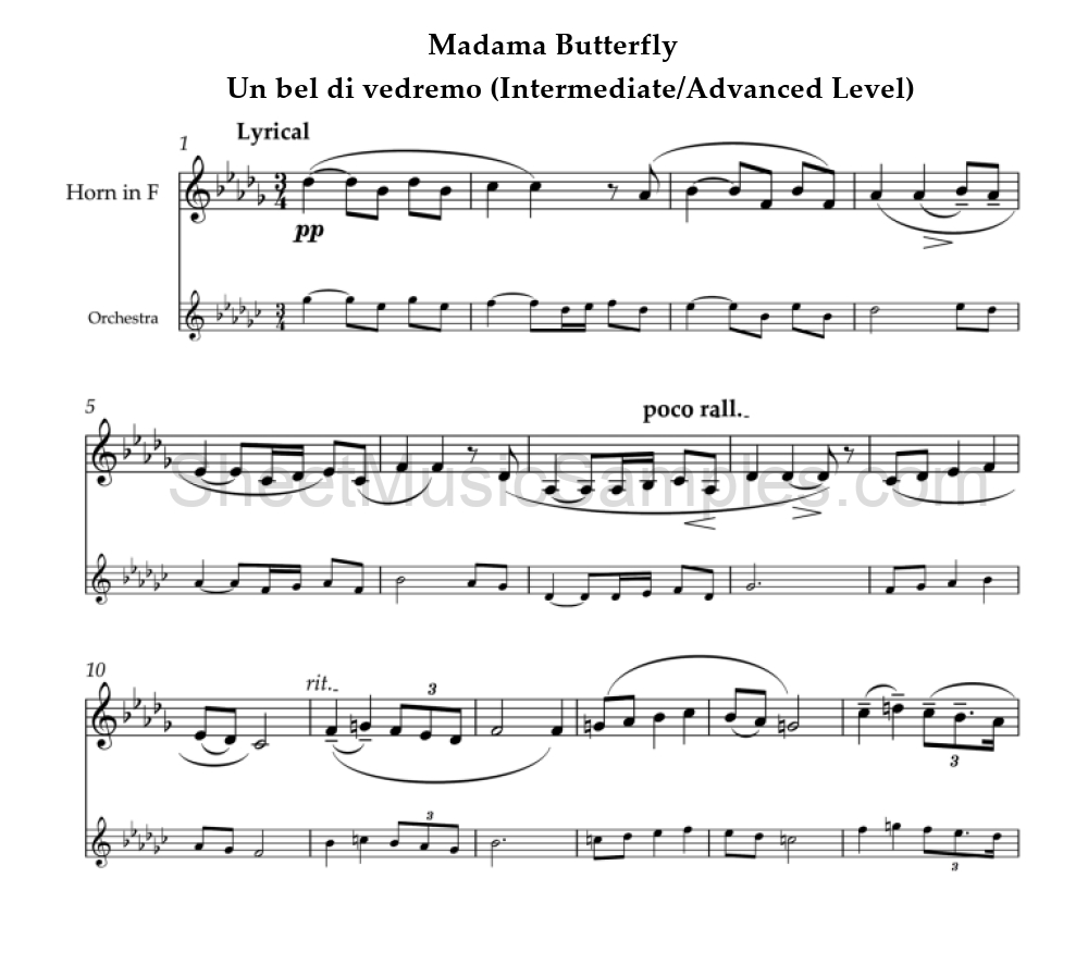 Madama Butterfly - Un bel di vedremo (Intermediate/Advanced Level)