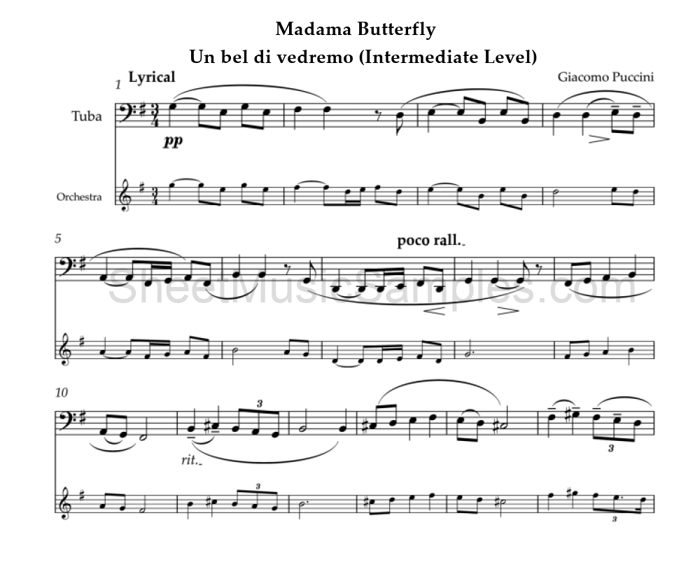 Madama Butterfly - Un bel di vedremo (Intermediate Level)