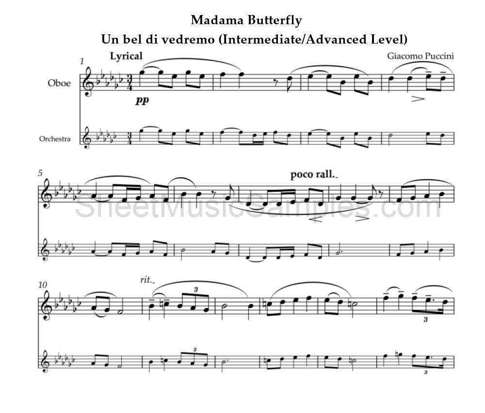 Madama Butterfly - Un bel di vedremo (Intermediate/Advanced Level)