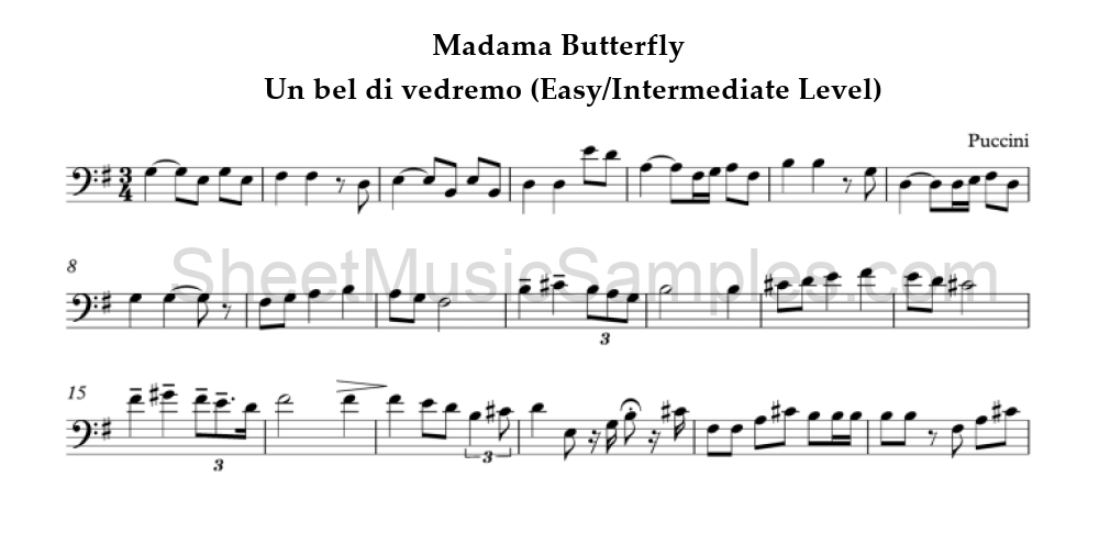 Madama Butterfly - Un bel di vedremo (Easy/Intermediate Level)