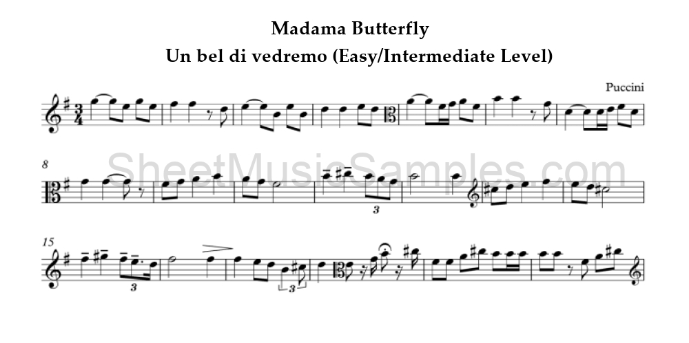 Madama Butterfly - Un bel di vedremo (Easy/Intermediate Level)