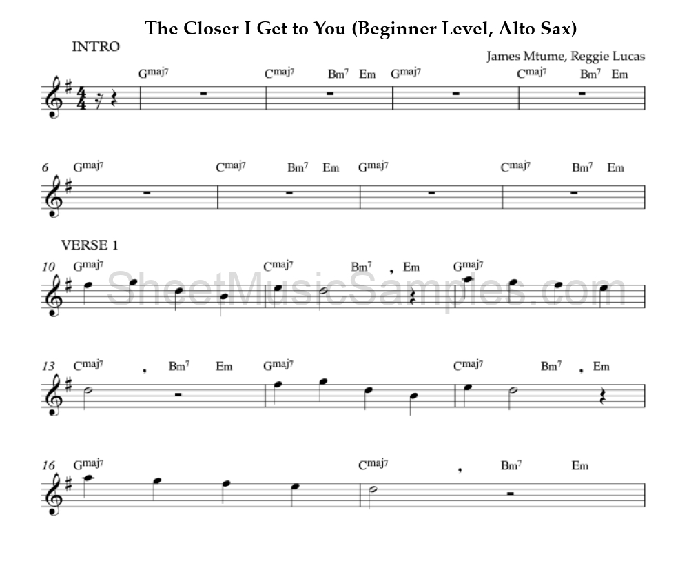 The Closer I Get to You (Beginner Level, Alto Sax)