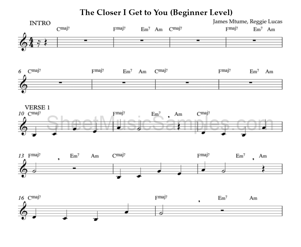 The Closer I Get to You (Beginner Level)