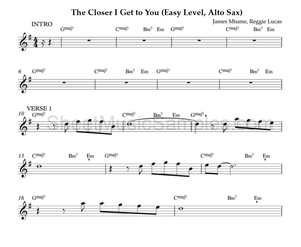 The Closer I Get to You (Easy Level, Alto Sax)