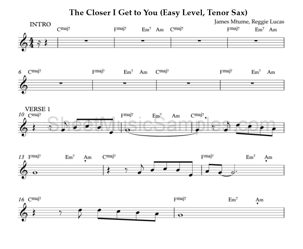 The Closer I Get to You (Easy Level, Tenor Sax)