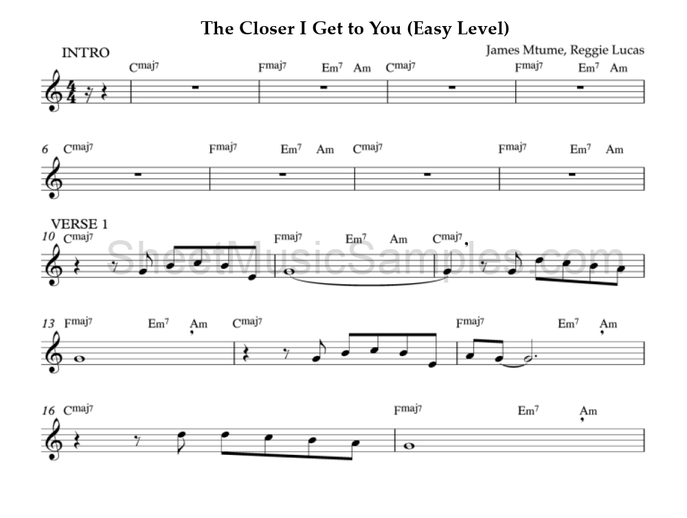 The Closer I Get to You (Easy Level)