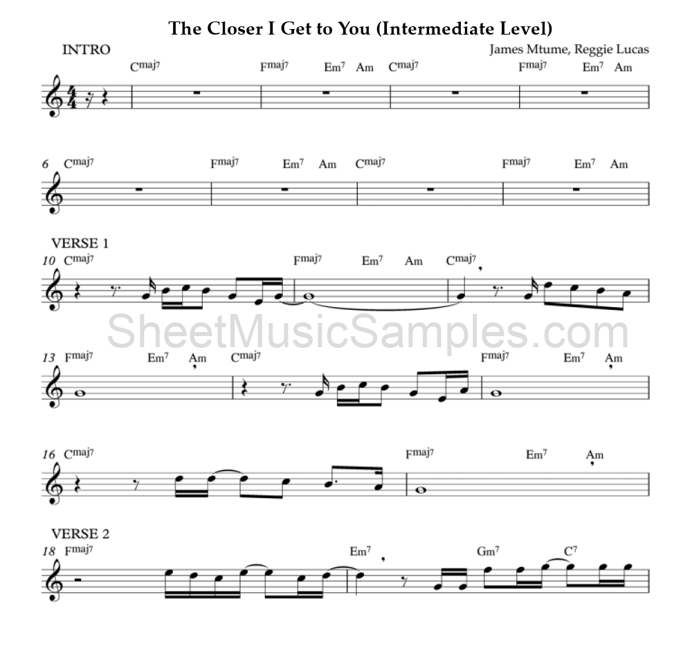 The Closer I Get to You (Intermediate Level)