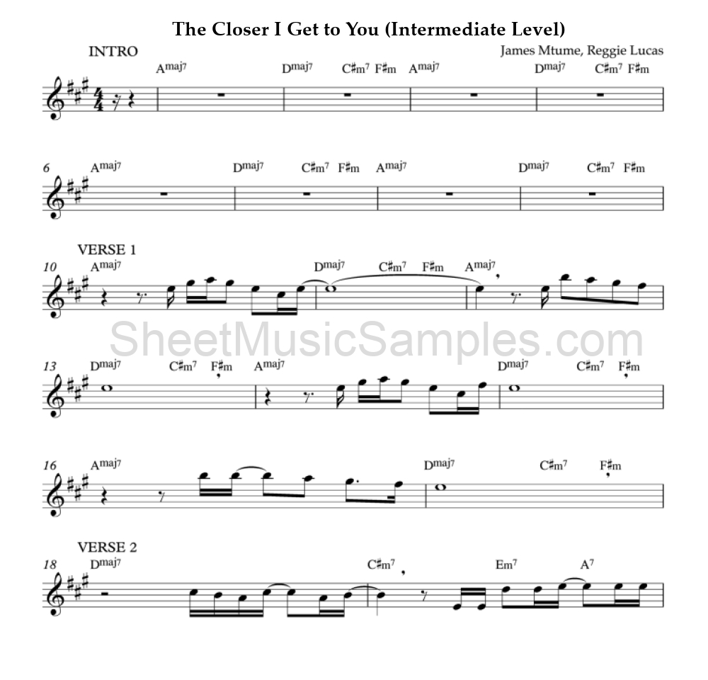 The Closer I Get to You (Intermediate Level)