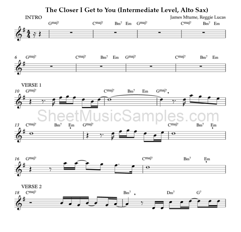 The Closer I Get to You (Intermediate Level, Alto Sax)