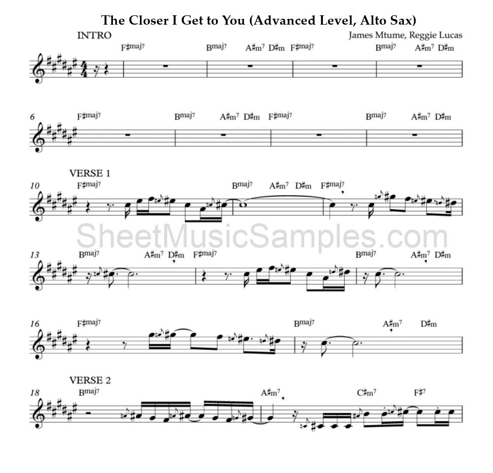 The Closer I Get to You (Advanced Level, Alto Sax)