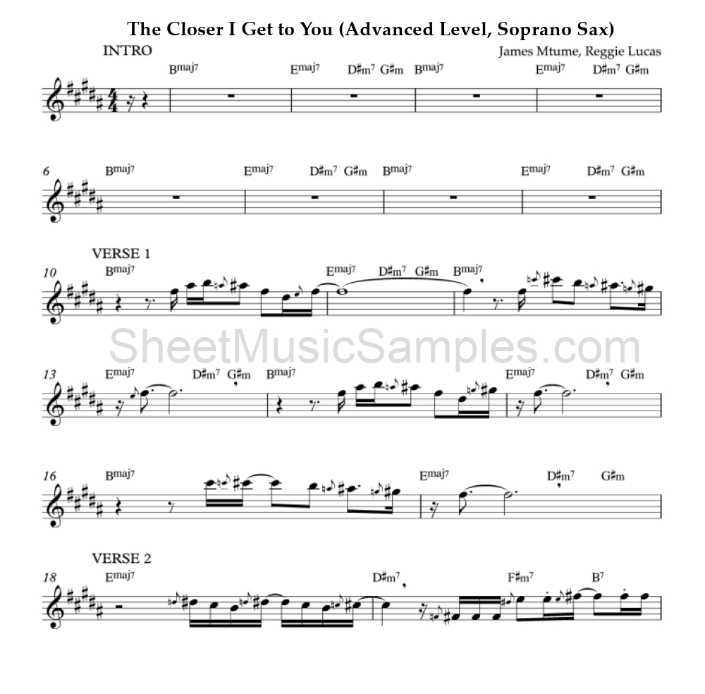 The Closer I Get to You (Advanced Level, Soprano Sax)