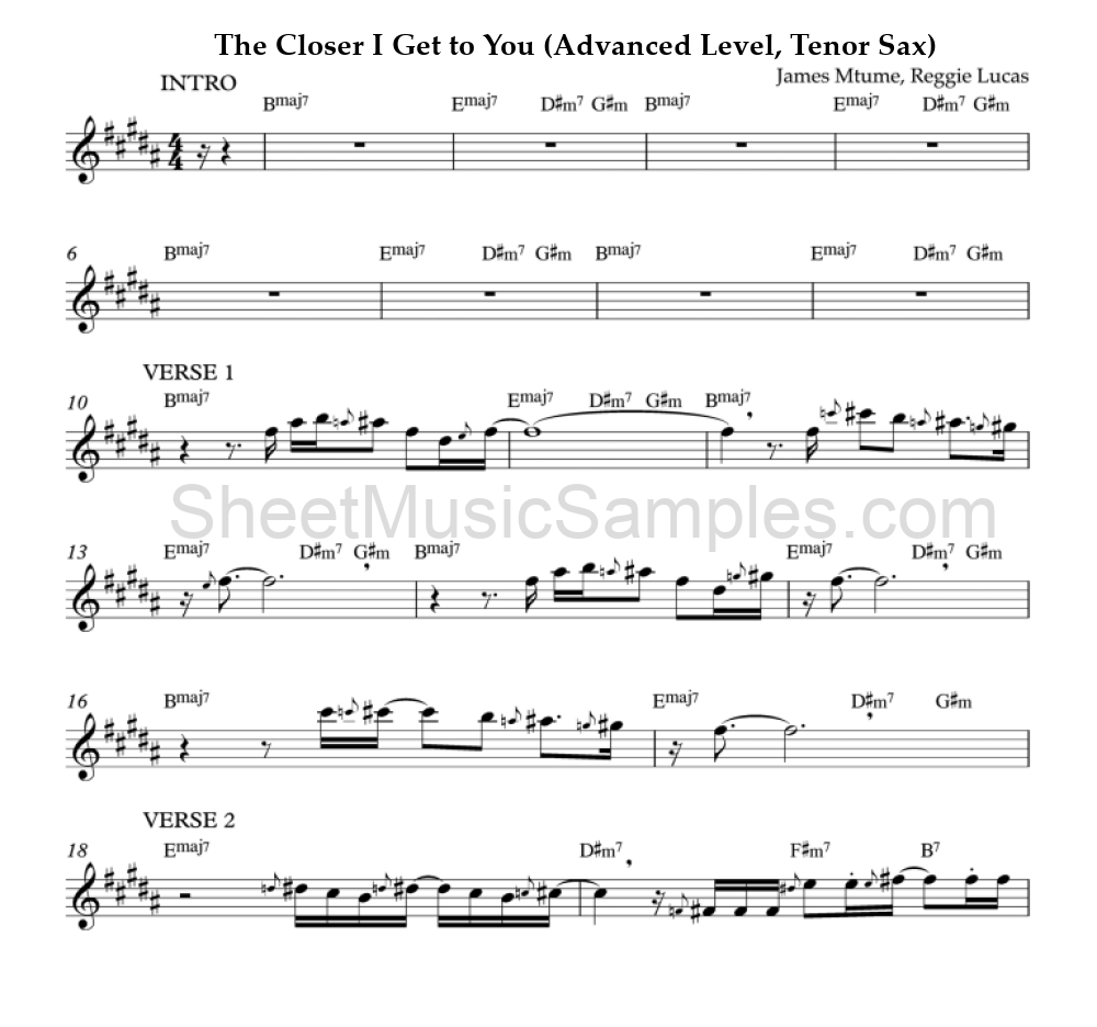 The Closer I Get to You (Advanced Level, Tenor Sax)