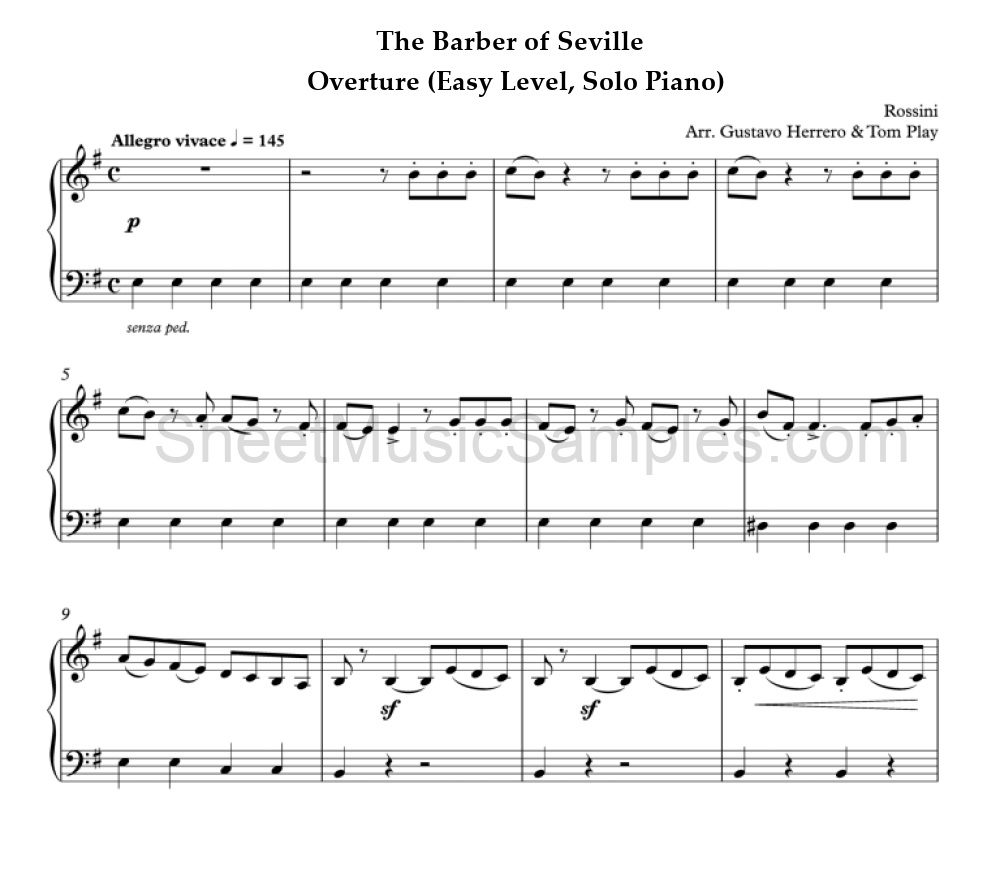 The Barber of Seville - Overture (Easy Level, Solo Piano)