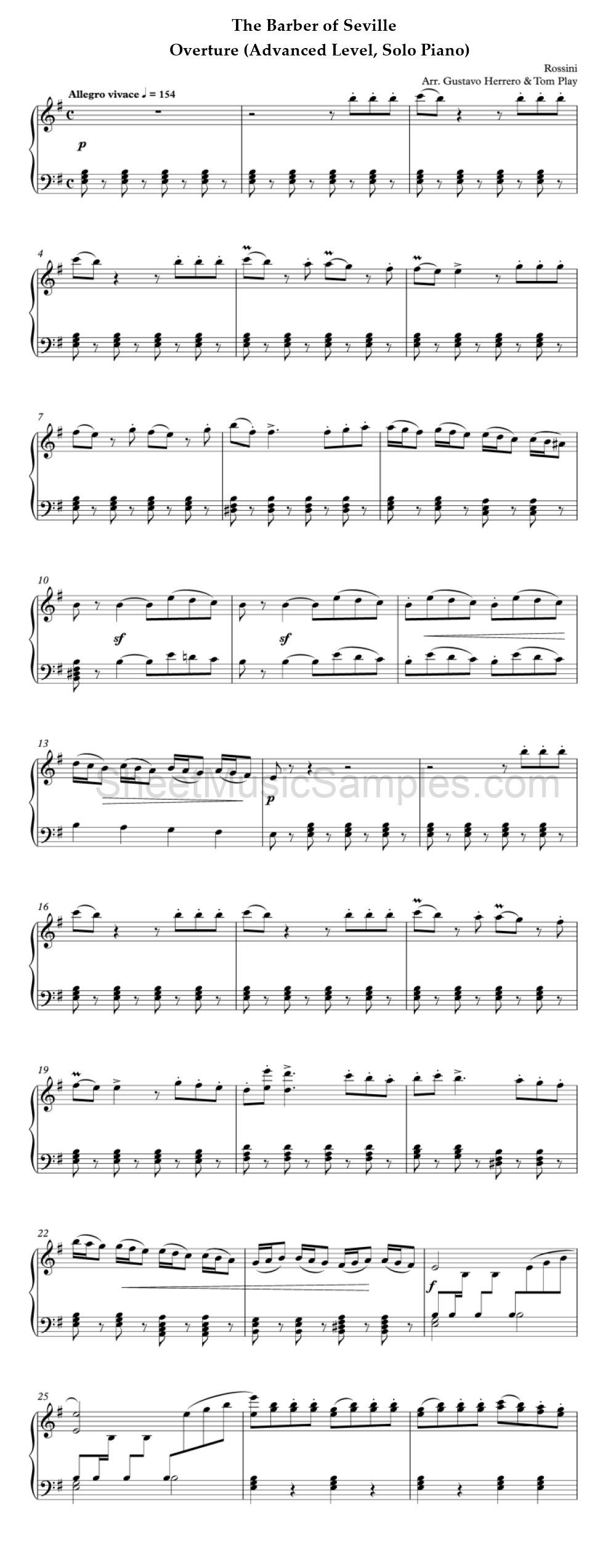 The Barber of Seville - Overture (Advanced Level, Solo Piano)