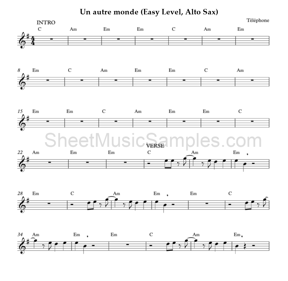 Un autre monde (Easy Level, Alto Sax)