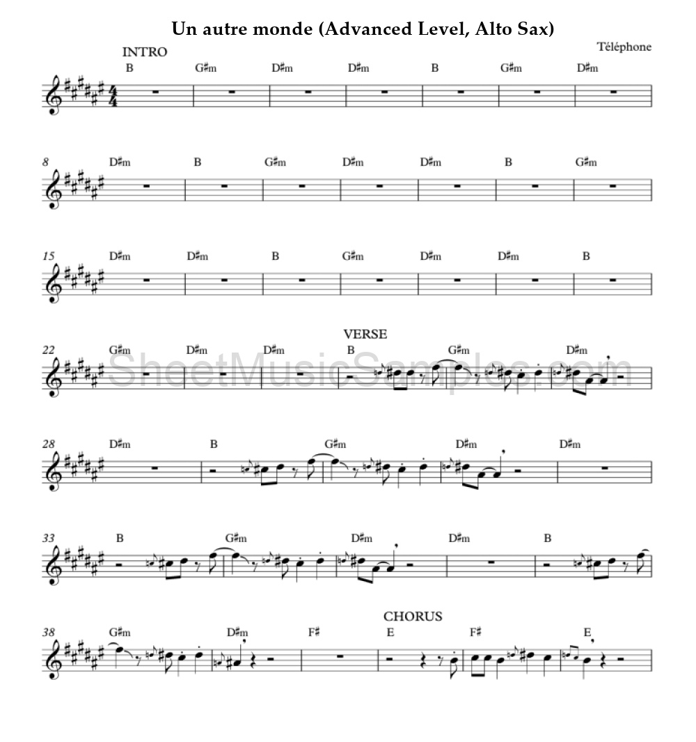 Un autre monde (Advanced Level, Alto Sax)