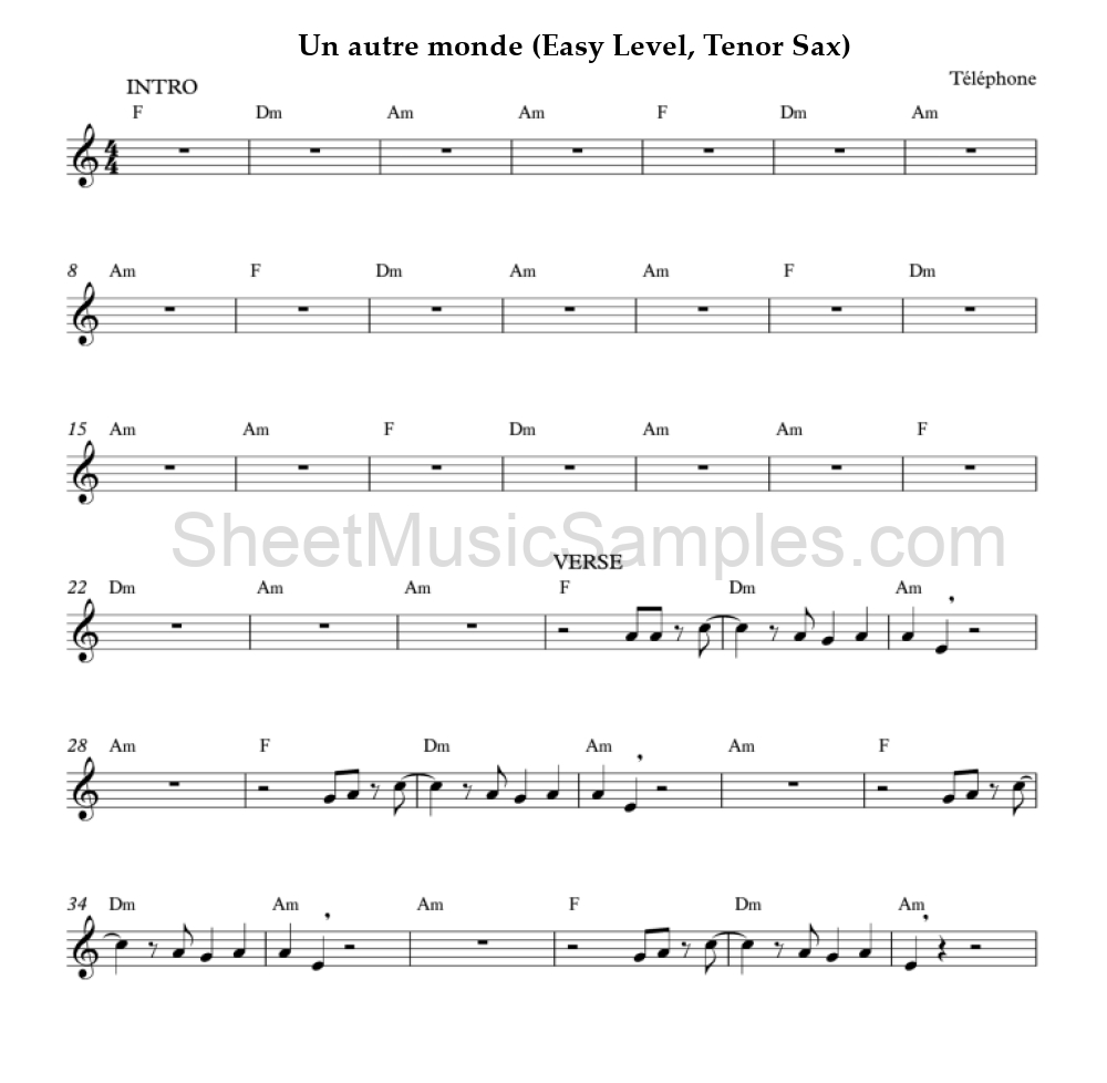 Un autre monde (Easy Level, Tenor Sax)