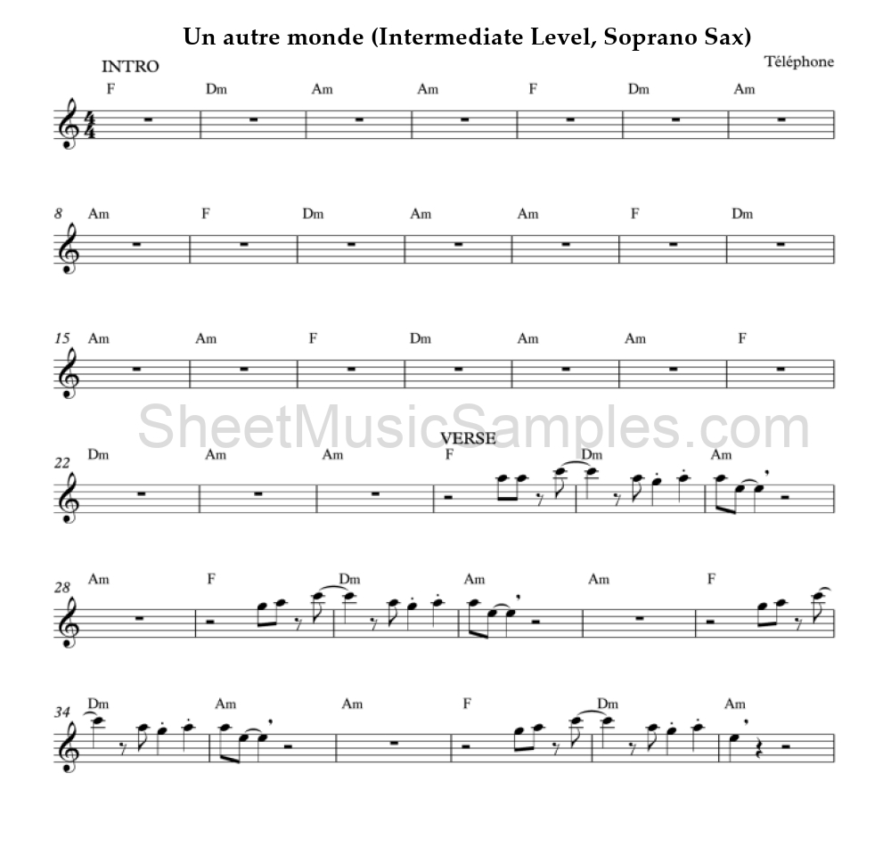 Un autre monde (Intermediate Level, Soprano Sax)