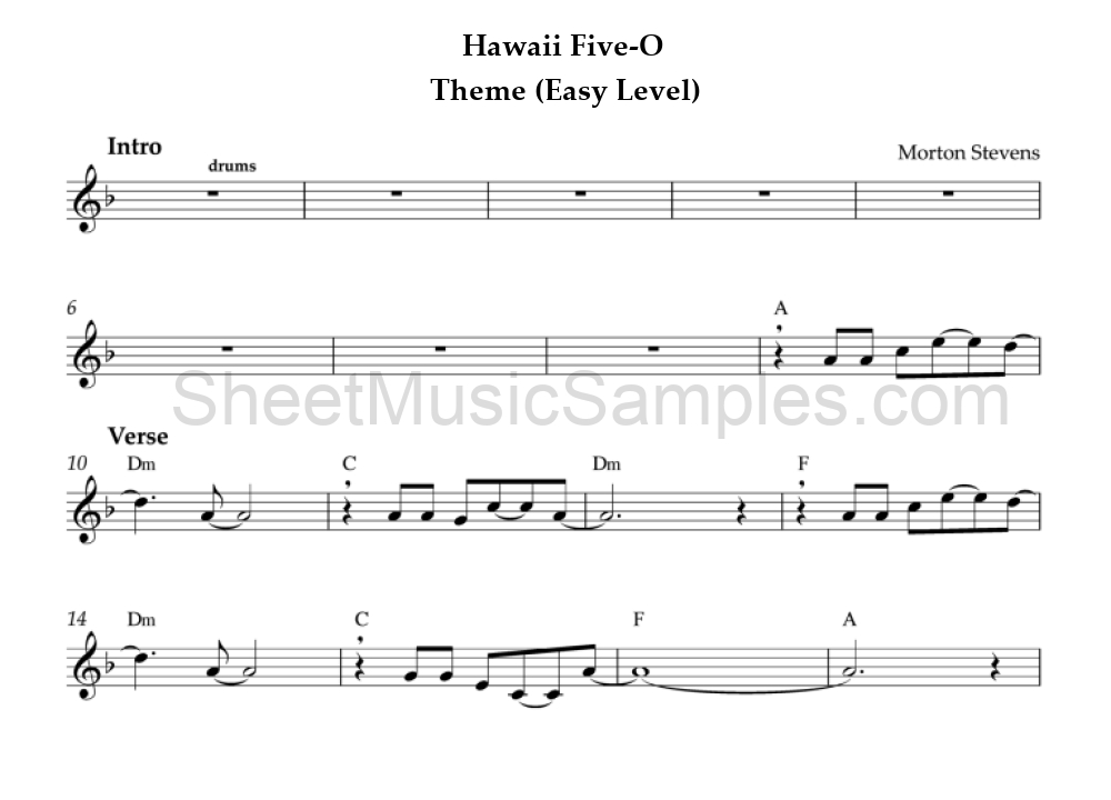 Hawaii Five-O - Theme (Easy Level)