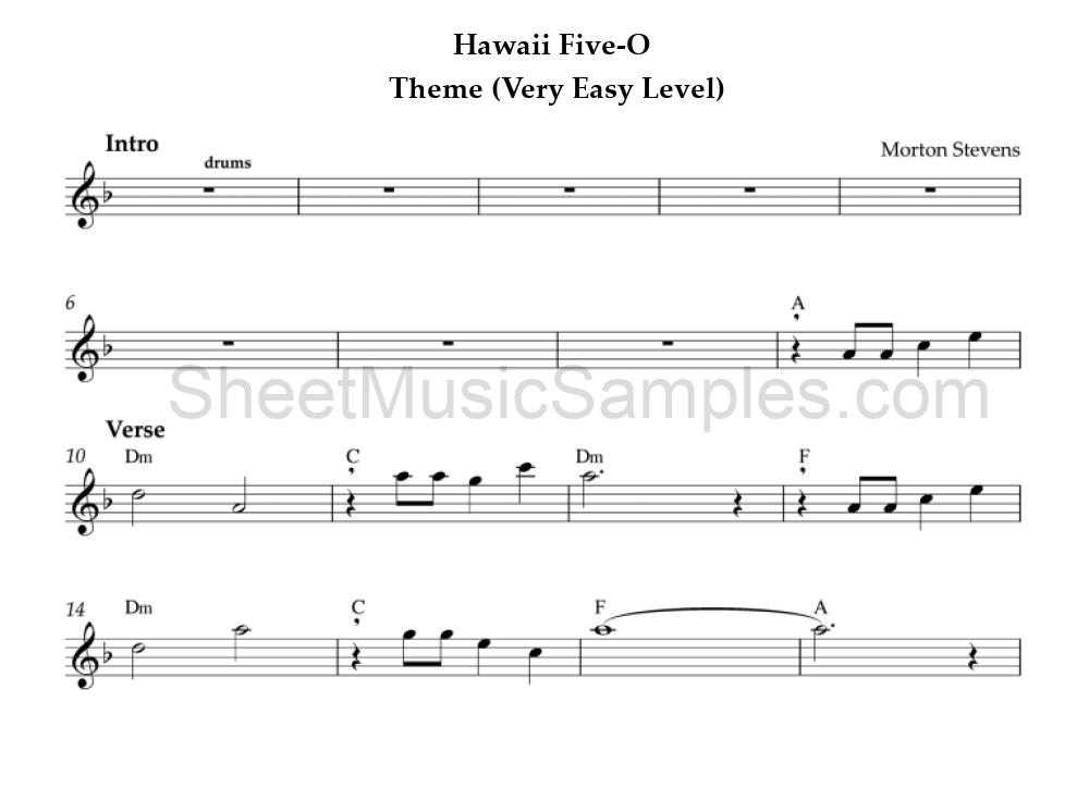 Hawaii Five-O - Theme (Very Easy Level)