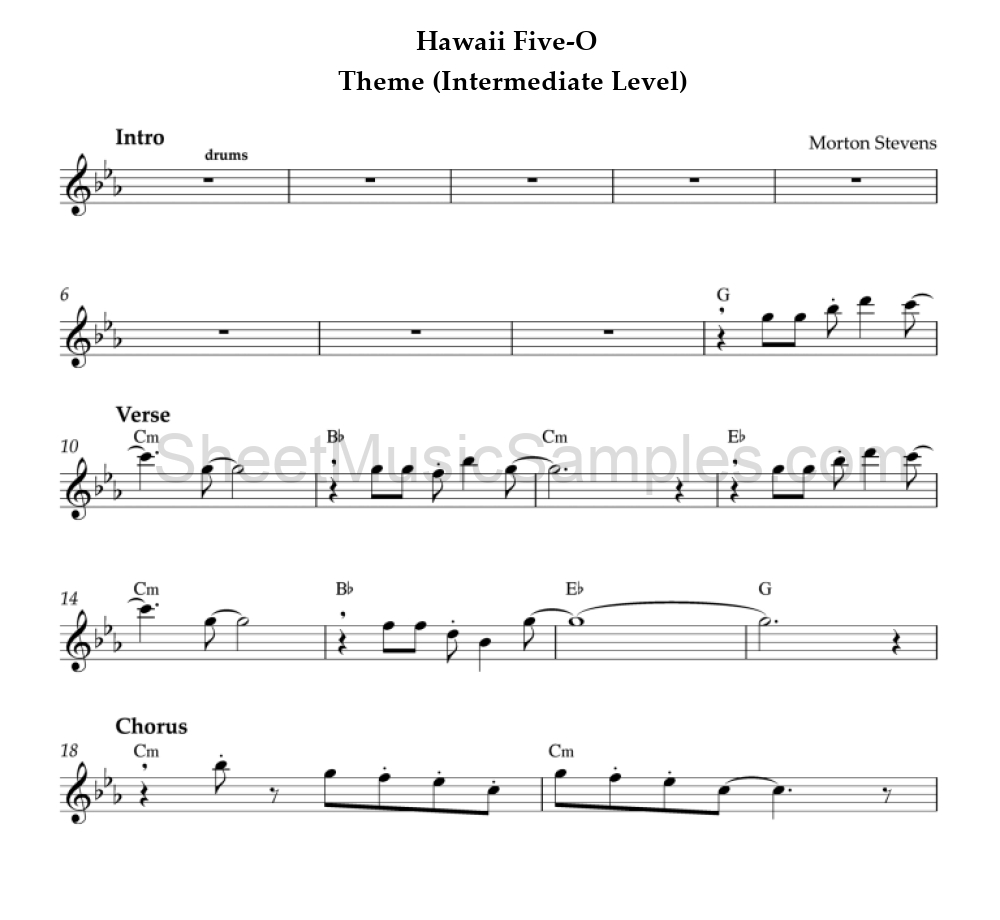 Hawaii Five-O - Theme (Intermediate Level)